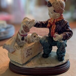 Charming Boy and Puppies Figurine